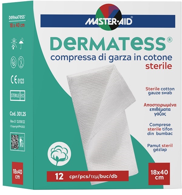GARZA IDROFILA DERMATESS COTONE 18X40 12 PEZZI - pharmaluna