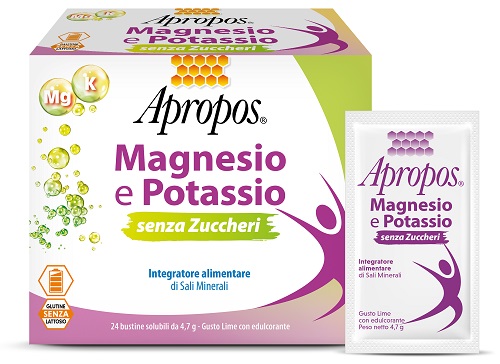 APROPOS MAGNESIO E POTASSIO SENZA ZUCCHERI 24 BUSTINE GUSTO LIME - pharmaluna