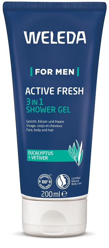 WELEDA FOR MEN ACTIVE FRESH 3IN1 SHOWER GEL 200 ML - pharmaluna