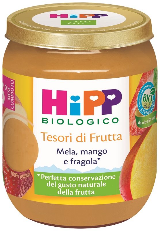 HIPP TESORI FRUTTA MELA MANGO FRAGOLA 160 G - pharmaluna