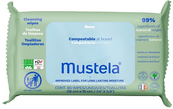 MUSTELA SALVIETTE COMPOSTABILI PROFUMATE 60 PEZZI - pharmaluna