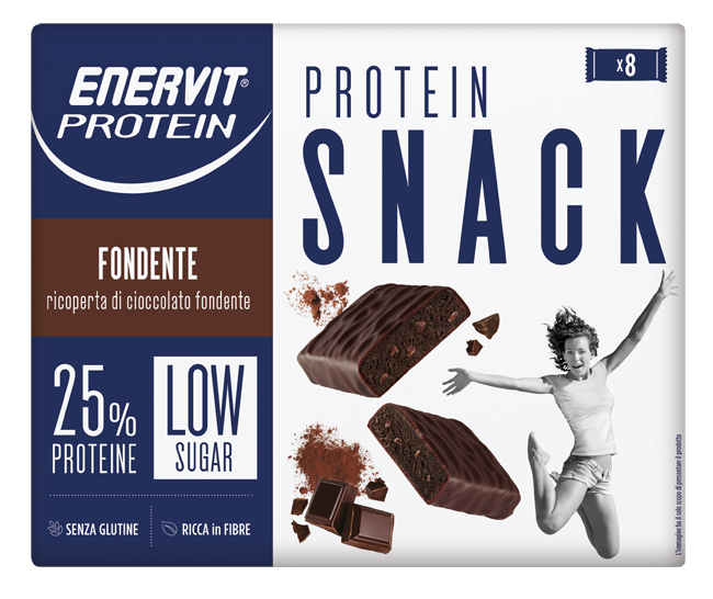 ENERVIT PROTEIN SNACK FONDENTE LOW SUGAR ASTUCCIO 8 X 27 G - pharmaluna
