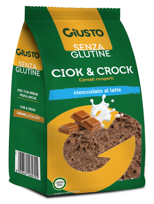 GIUSTO SENZA GLUTINE CIOK&CROCK CEREALI RICOPERTI DI CIOCCOLATO AL LATTE 125 G - pharmaluna