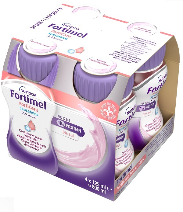 FORTIMEL FORTICARE SENSATION 2,4 KCAL/ML LAMPONE RINFRESCANTE 4 PEZZI DA 125 ML - pharmaluna