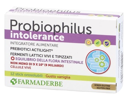 PROBIOPHILUS INTOLLERANCE 12 STICK PACK - pharmaluna