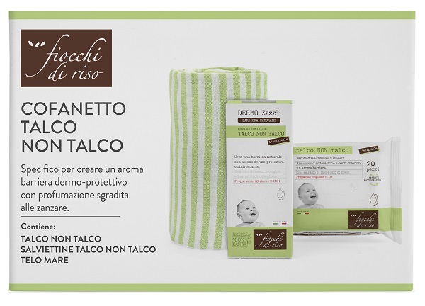 FIOCCHI DI RISO COFANETTO TALCO NON TALCO 1 EMULSIONE TALCO NON TALCO 120 ML + 1 SALVIETTE TALCO NON TALCO + 1 TELO MARE - pharmaluna